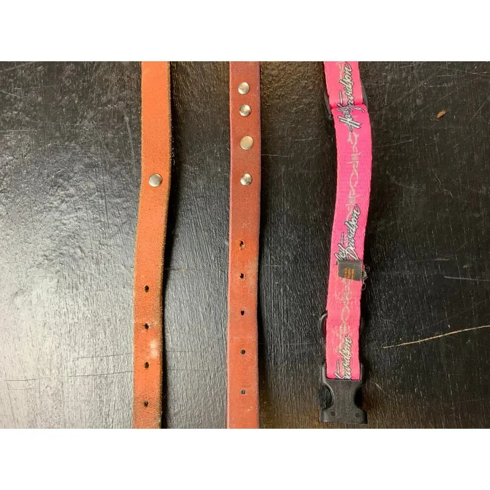 Lot Harley-Davidson Dog Collars Pink Orange Leather Nylon Small Medium Pet